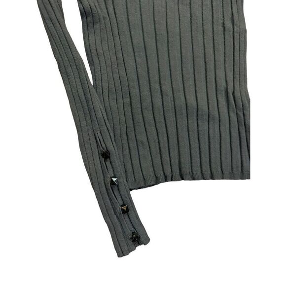 Topshop Womens Charcoal Gray Ribbed Button Sleeve Pullover Sweater sz 6 - Picture 8 of 13